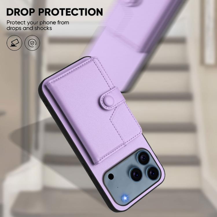 For iPhone 17 Pro Max Button Card Bag RFID Anti-theft Phone Case