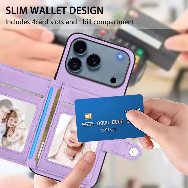 For iPhone 17 Pro Max Button Card Bag RFID Anti-theft Phone Case
