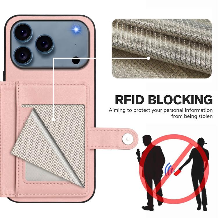For iPhone 17 Pro Button Card Bag RFID Anti-theft Phone Case