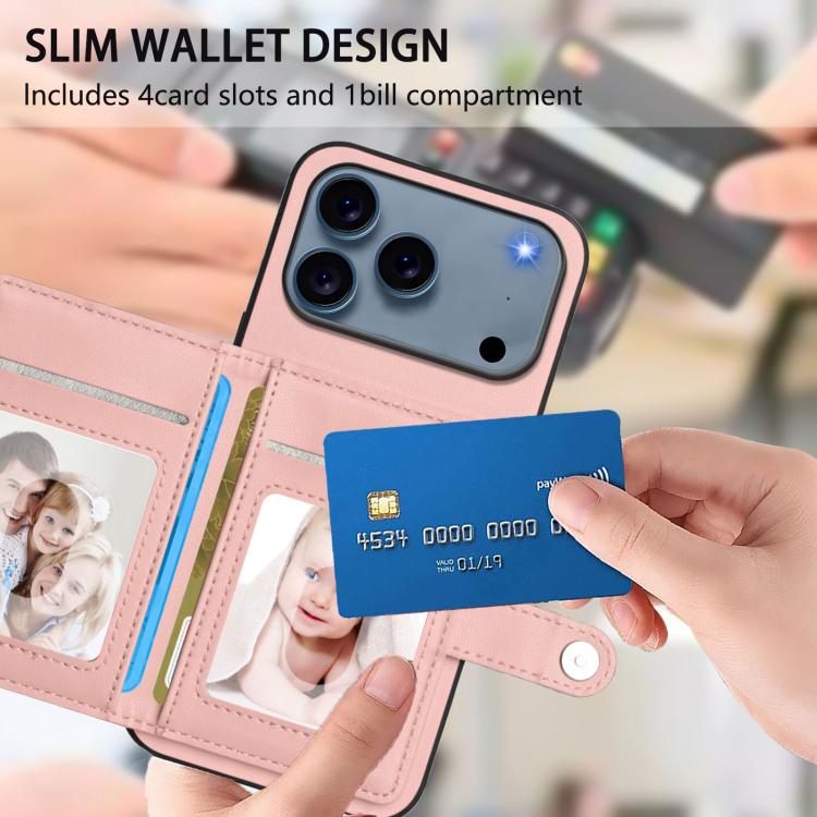 For iPhone 17 Pro Button Card Bag RFID Anti-theft Phone Case
