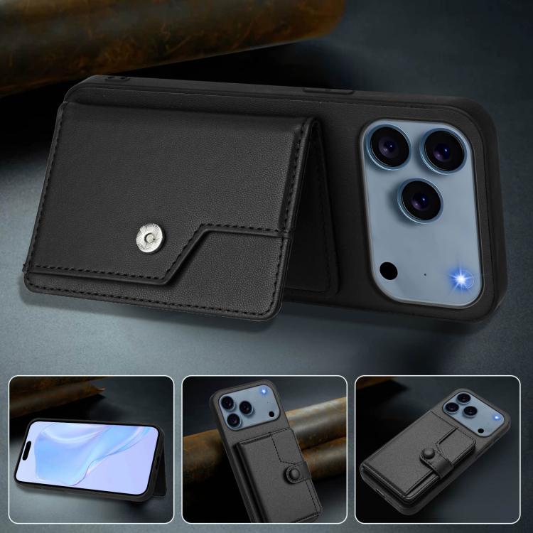 For iPhone 17 Pro Button Card Bag RFID Anti-theft Phone Case