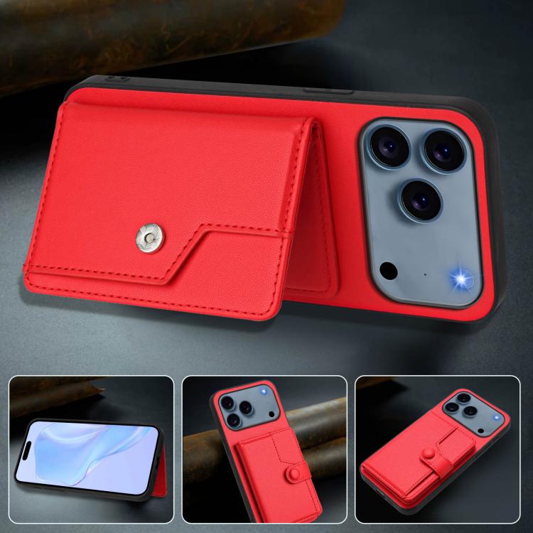 For iPhone 17 Pro Button Card Bag RFID Anti-theft Phone Case
