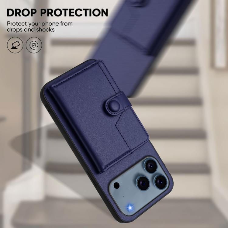 For iPhone 17 Pro Button Card Bag RFID Anti-theft Phone Case