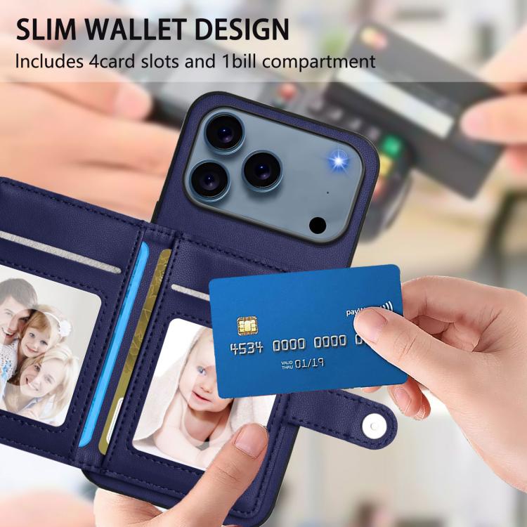 For iPhone 17 Pro Button Card Bag RFID Anti-theft Phone Case