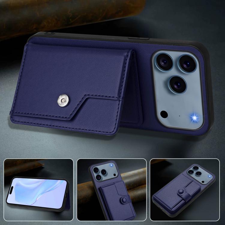 For iPhone 17 Pro Button Card Bag RFID Anti-theft Phone Case