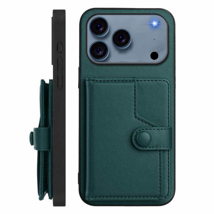 For iPhone 17 Pro Button Card Bag RFID Anti-theft Phone Case