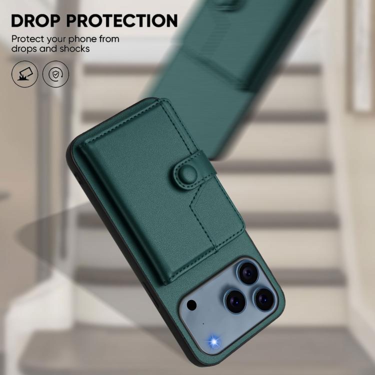 For iPhone 17 Pro Button Card Bag RFID Anti-theft Phone Case
