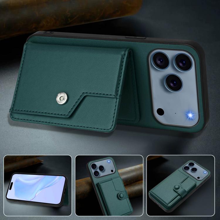 For iPhone 17 Pro Button Card Bag RFID Anti-theft Phone Case