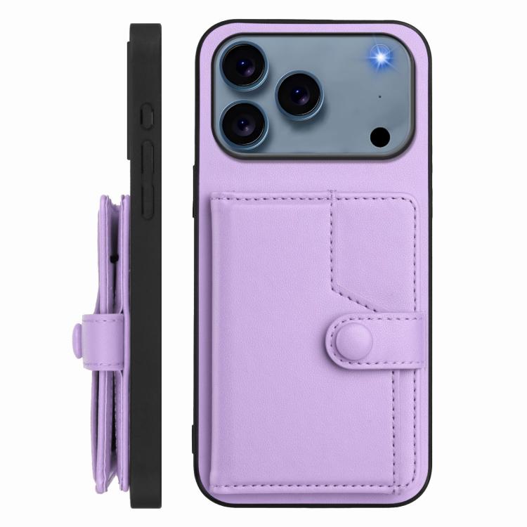 For iPhone 17 Pro Button Card Bag RFID Anti-theft Phone Case