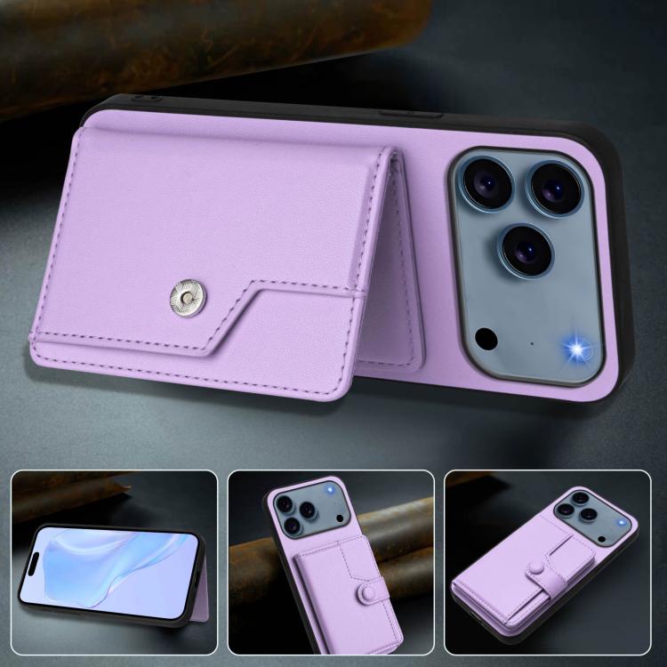 For iPhone 17 Pro Button Card Bag RFID Anti-theft Phone Case