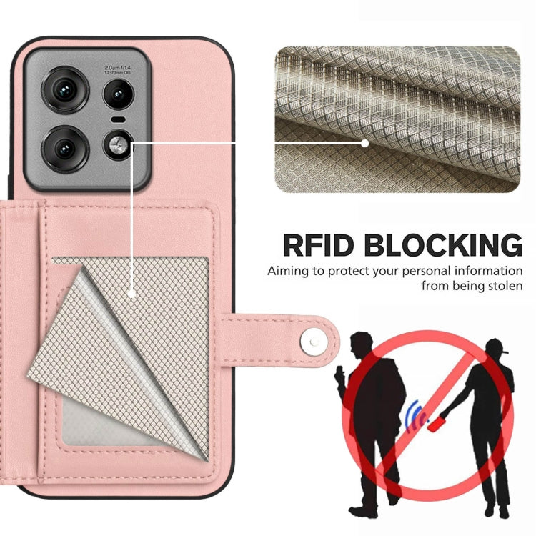 For Motorola Edge 50 Pro Button Card Bag RFID Anti-theft Phone Case