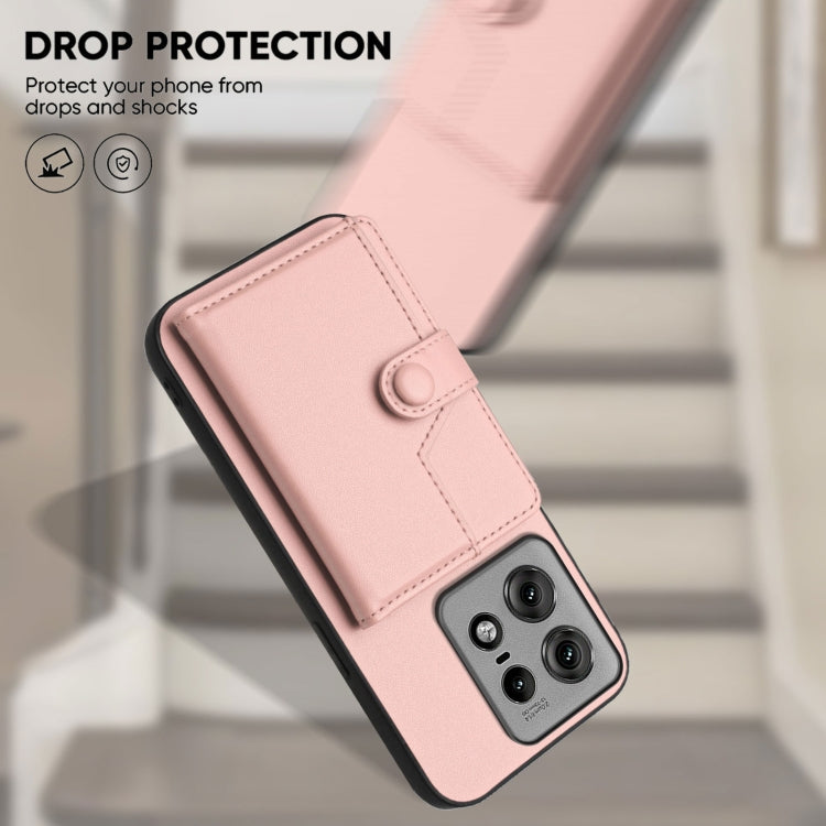 For Motorola Edge 50 Pro Button Card Bag RFID Anti-theft Phone Case