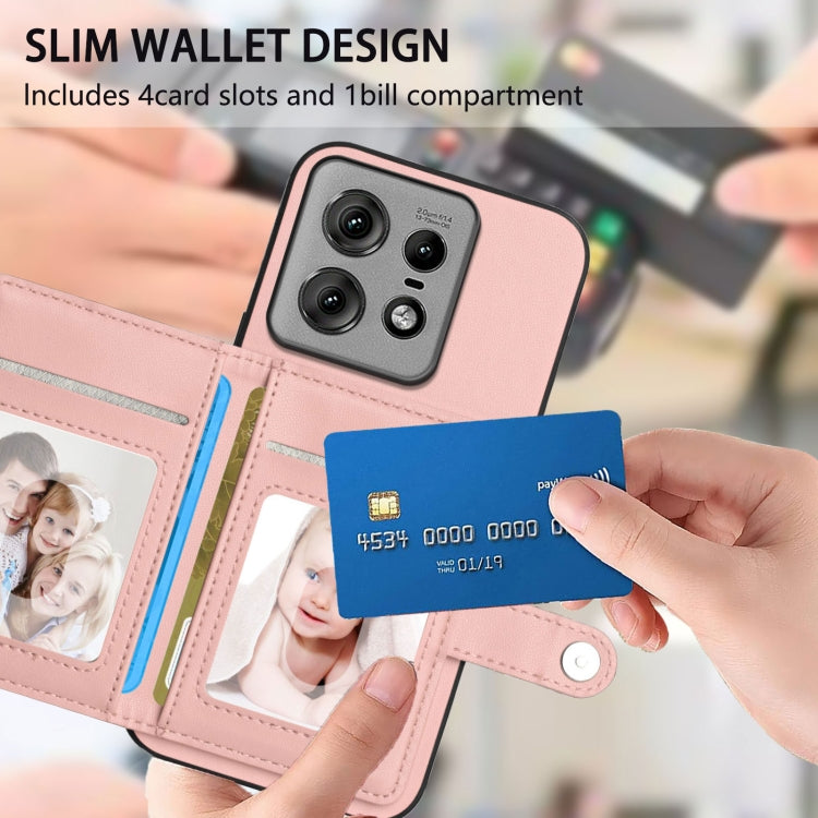 For Motorola Edge 50 Pro Button Card Bag RFID Anti-theft Phone Case
