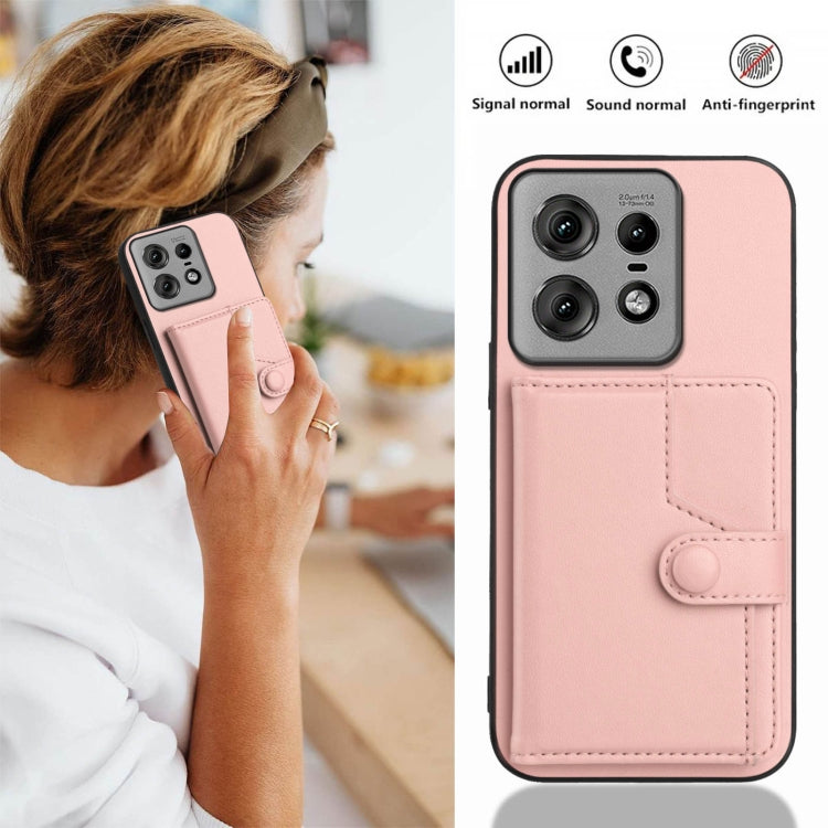 For Motorola Edge 50 Pro Button Card Bag RFID Anti-theft Phone Case