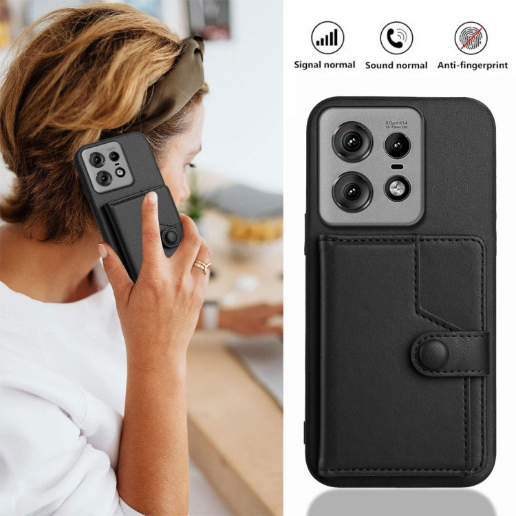 For Motorola Edge 50 Pro Button Card Bag RFID Anti-theft Phone Case