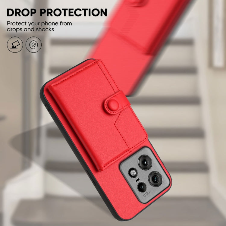 For Motorola Edge 50 Pro Button Card Bag RFID Anti-theft Phone Case