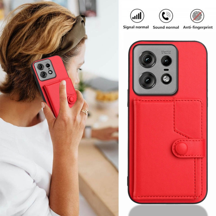 For Motorola Edge 50 Pro Button Card Bag RFID Anti-theft Phone Case