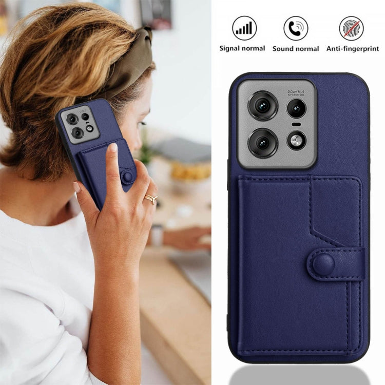 For Motorola Edge 50 Pro Button Card Bag RFID Anti-theft Phone Case