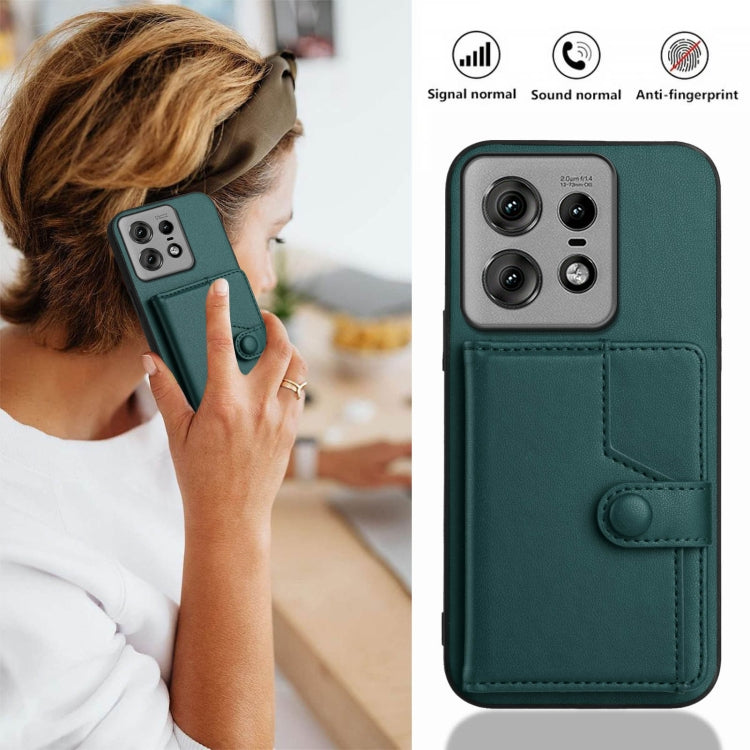 For Motorola Edge 50 Pro Button Card Bag RFID Anti-theft Phone Case