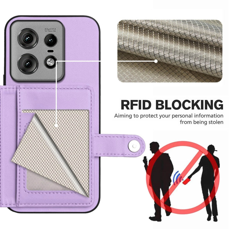 For Motorola Edge 50 Pro Button Card Bag RFID Anti-theft Phone Case