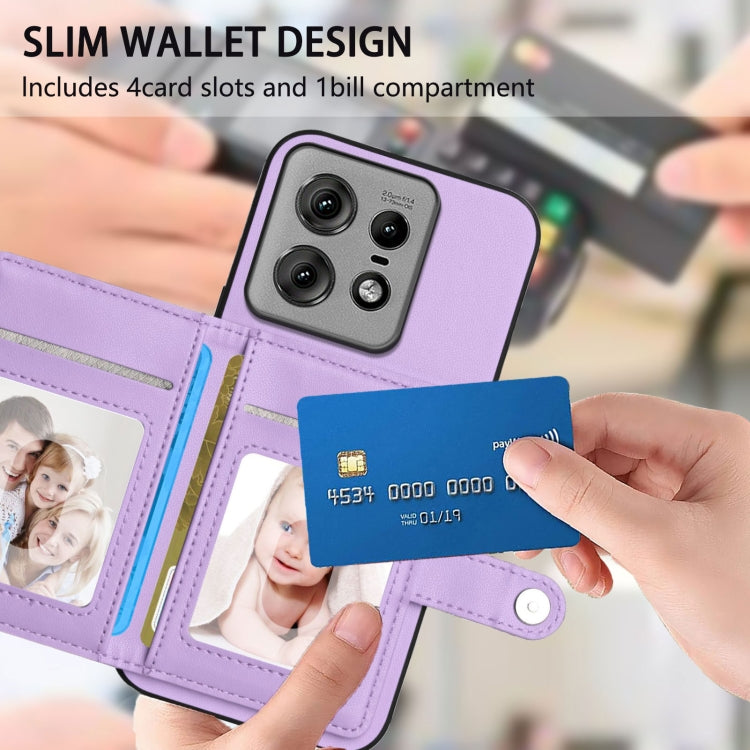 For Motorola Edge 50 Pro Button Card Bag RFID Anti-theft Phone Case