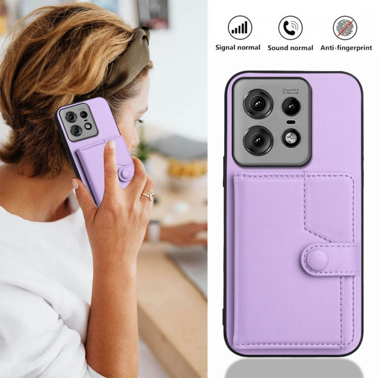 For Motorola Edge 50 Pro Button Card Bag RFID Anti-theft Phone Case