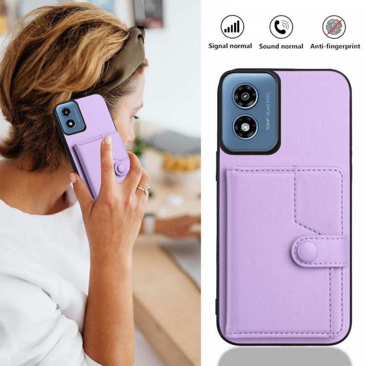 For Motorola Moto G Play 4G 2024 Button Card Bag RFID Anti-theft Phone Case