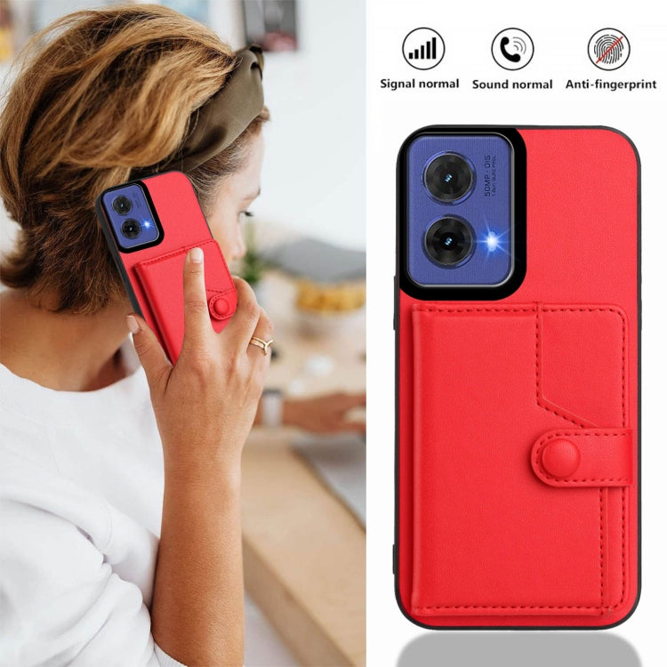 For Motorola Moto G85 EU Version Button Card Bag RFID Anti-theft Phone Case