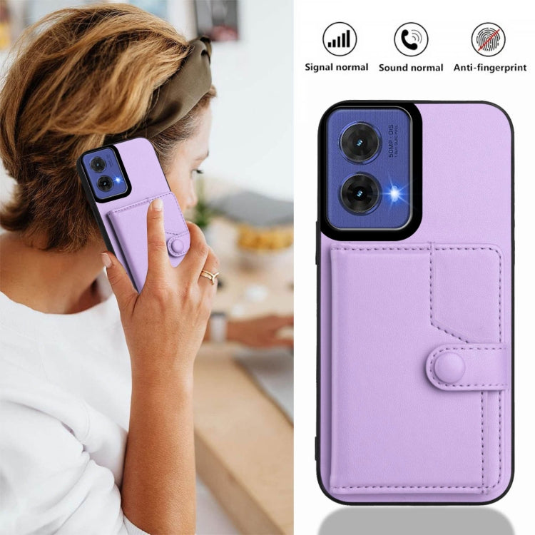 For Motorola Moto G85 EU Version Button Card Bag RFID Anti-theft Phone Case