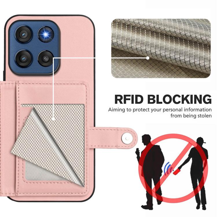 For Motorola Edge 60 Stylus 5G Button Card Bag RFID Anti-theft Phone Case