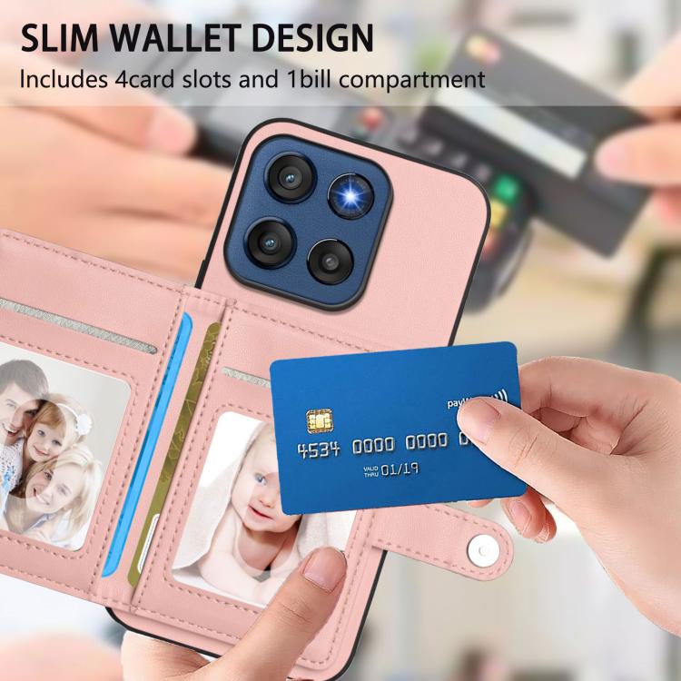 For Motorola Edge 60 Stylus 5G Button Card Bag RFID Anti-theft Phone Case