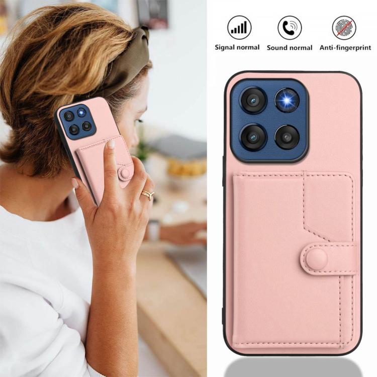 For Motorola Edge 60 Stylus 5G Button Card Bag RFID Anti-theft Phone Case
