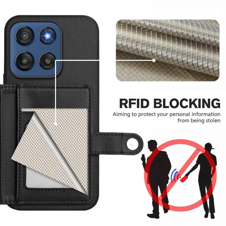 For Motorola Edge 60 Stylus 5G Button Card Bag RFID Anti-theft Phone Case