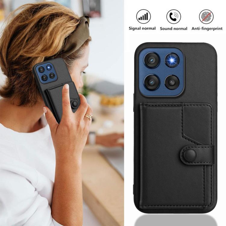 For Motorola Edge 60 Stylus 5G Button Card Bag RFID Anti-theft Phone Case