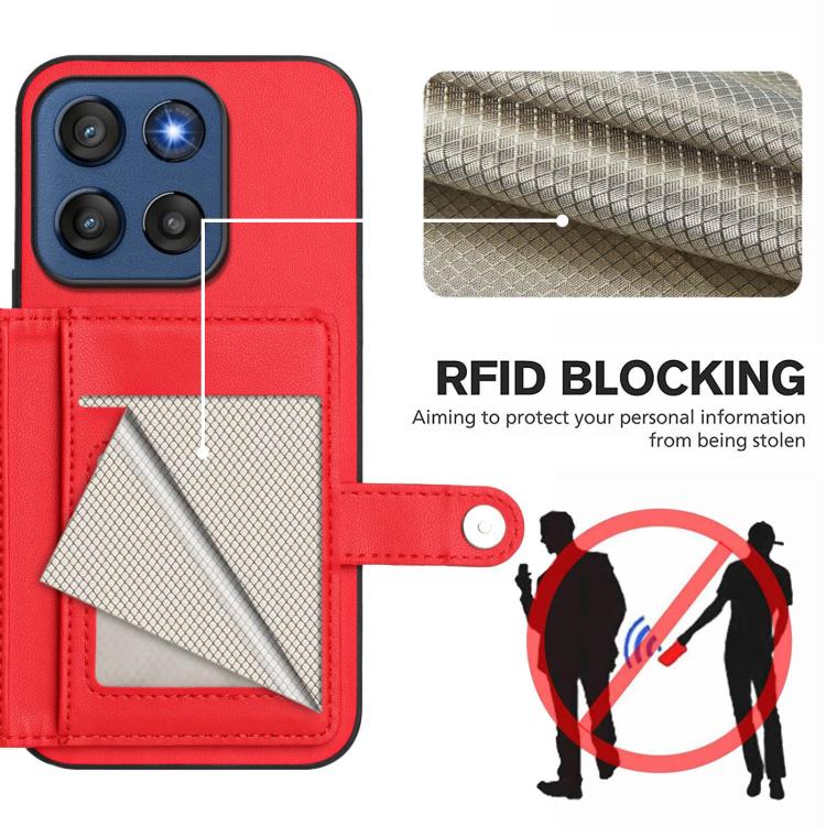 For Motorola Edge 60 Stylus 5G Button Card Bag RFID Anti-theft Phone Case