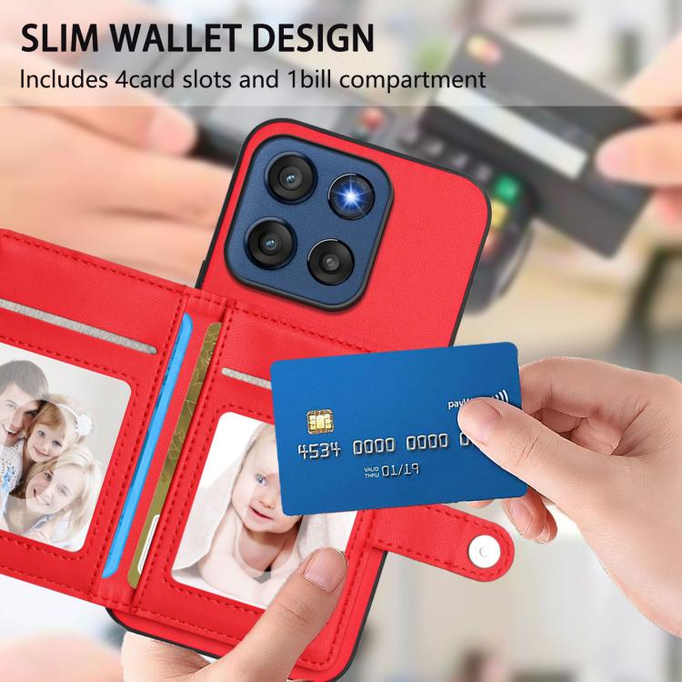 For Motorola Edge 60 Stylus 5G Button Card Bag RFID Anti-theft Phone Case