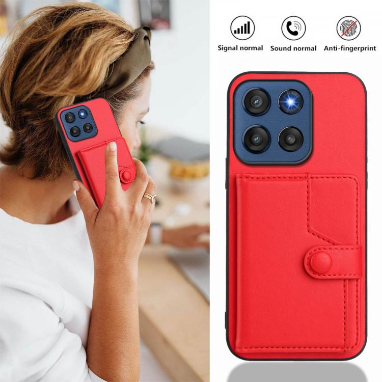 For Motorola Edge 60 Stylus 5G Button Card Bag RFID Anti-theft Phone Case