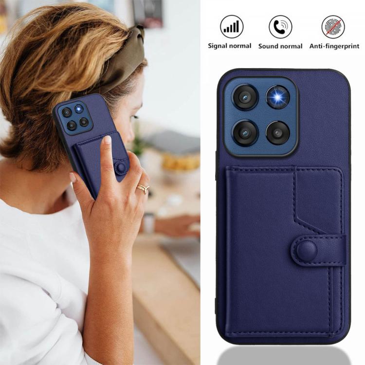 For Motorola Edge 60 Stylus 5G Button Card Bag RFID Anti-theft Phone Case