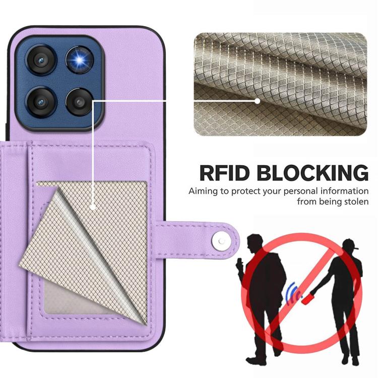 For Motorola Edge 60 Stylus 5G Button Card Bag RFID Anti-theft Phone Case