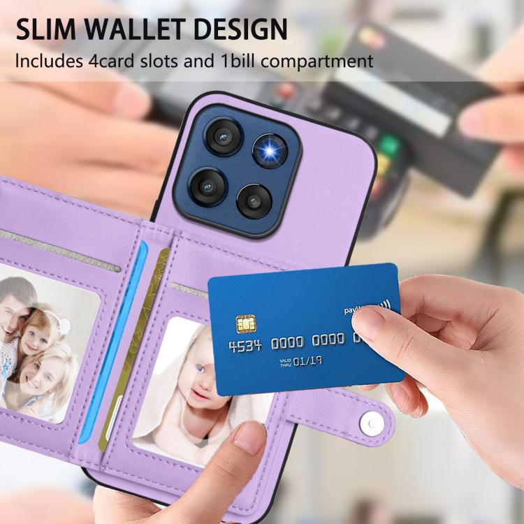 For Motorola Edge 60 Stylus 5G Button Card Bag RFID Anti-theft Phone Case