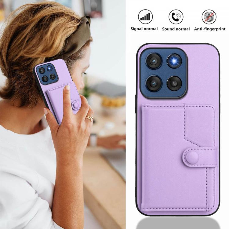 For Motorola Edge 60 Stylus 5G Button Card Bag RFID Anti-theft Phone Case