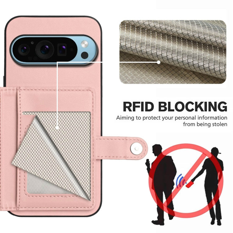 For Google Pixel 9 Pro Button Card Bag RFID Anti-theft Phone Case