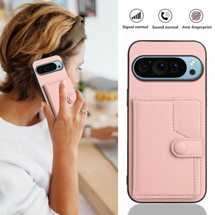 For Google Pixel 9 Pro Button Card Bag RFID Anti-theft Phone Case