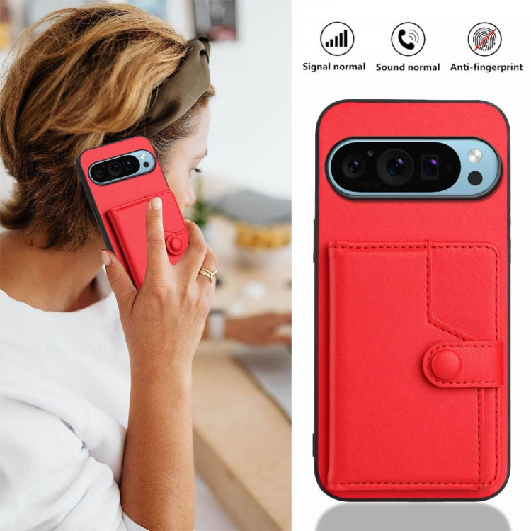 For Google Pixel 9 Pro Button Card Bag RFID Anti-theft Phone Case