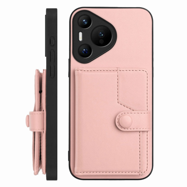 For Huawei Pura 70 Button Card Bag RFID Anti-theft Phone Case