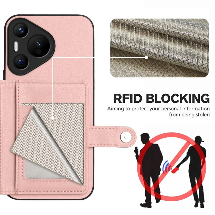 For Huawei Pura 70 Button Card Bag RFID Anti-theft Phone Case