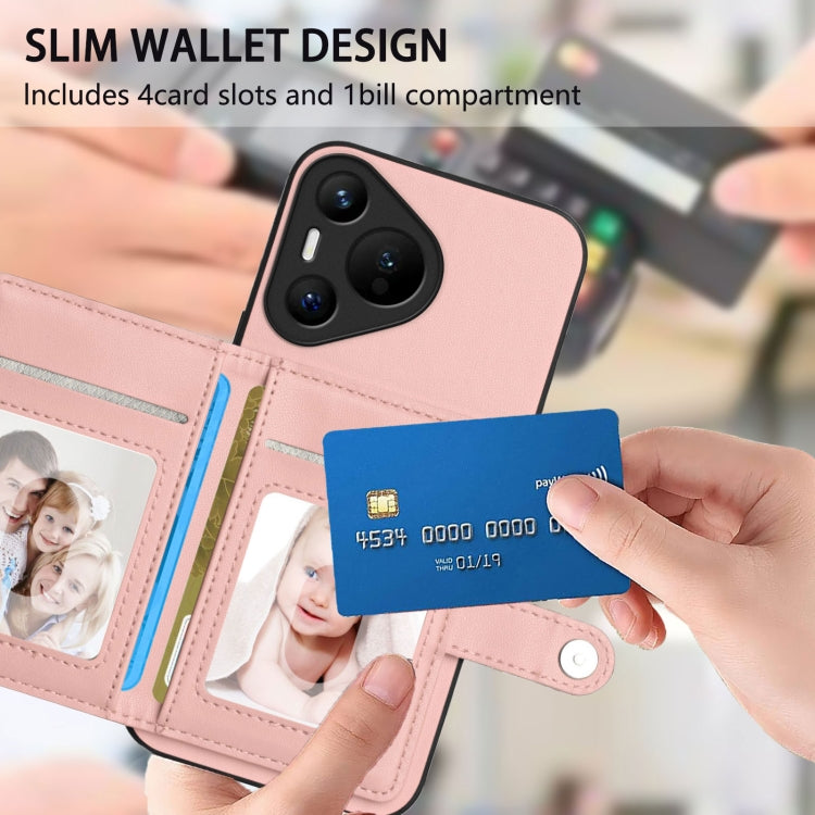 For Huawei Pura 70 Button Card Bag RFID Anti-theft Phone Case