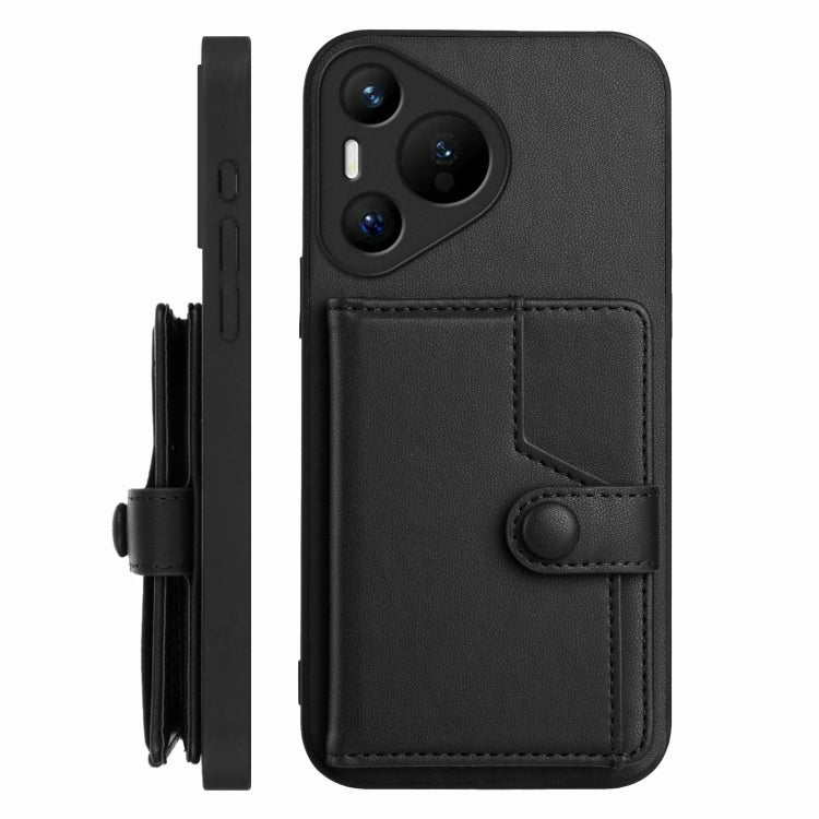 For Huawei Pura 70 Button Card Bag RFID Anti-theft Phone Case