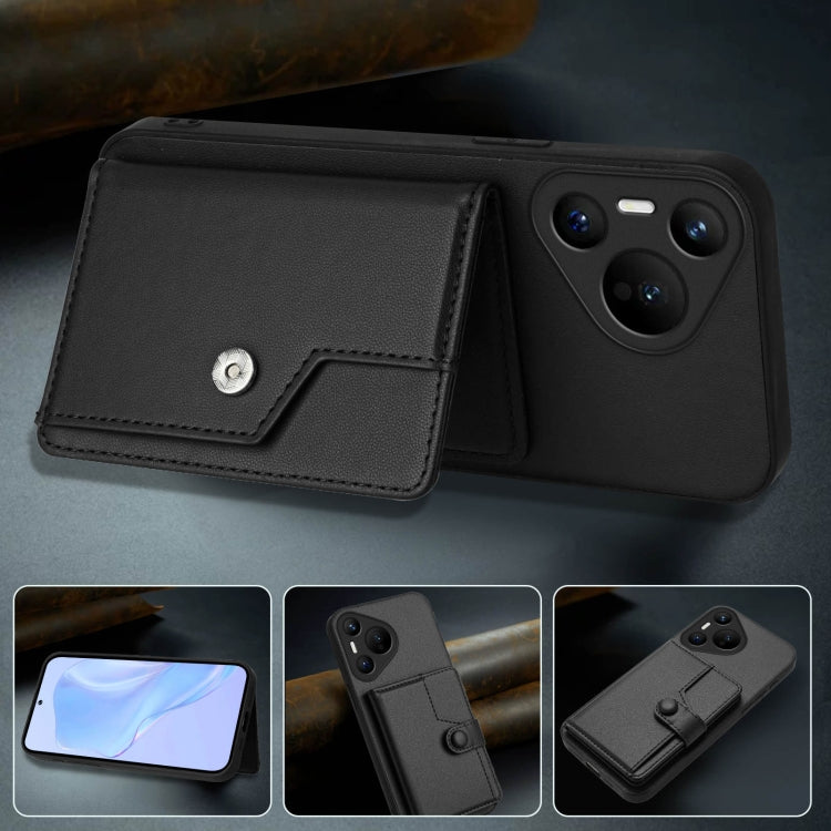 For Huawei Pura 70 Button Card Bag RFID Anti-theft Phone Case