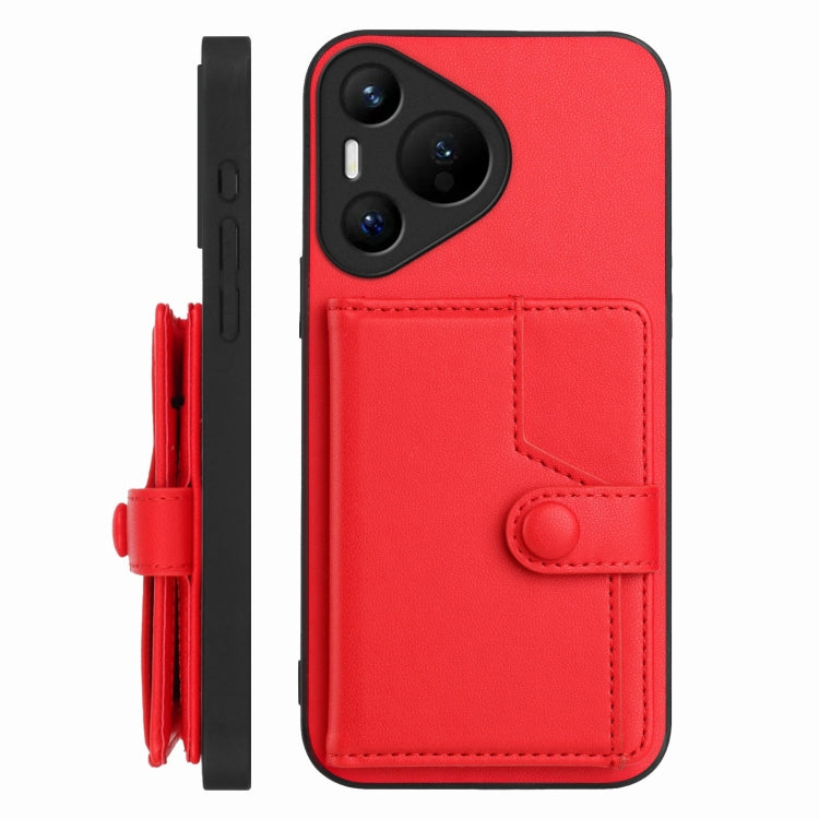 For Huawei Pura 70 Button Card Bag RFID Anti-theft Phone Case